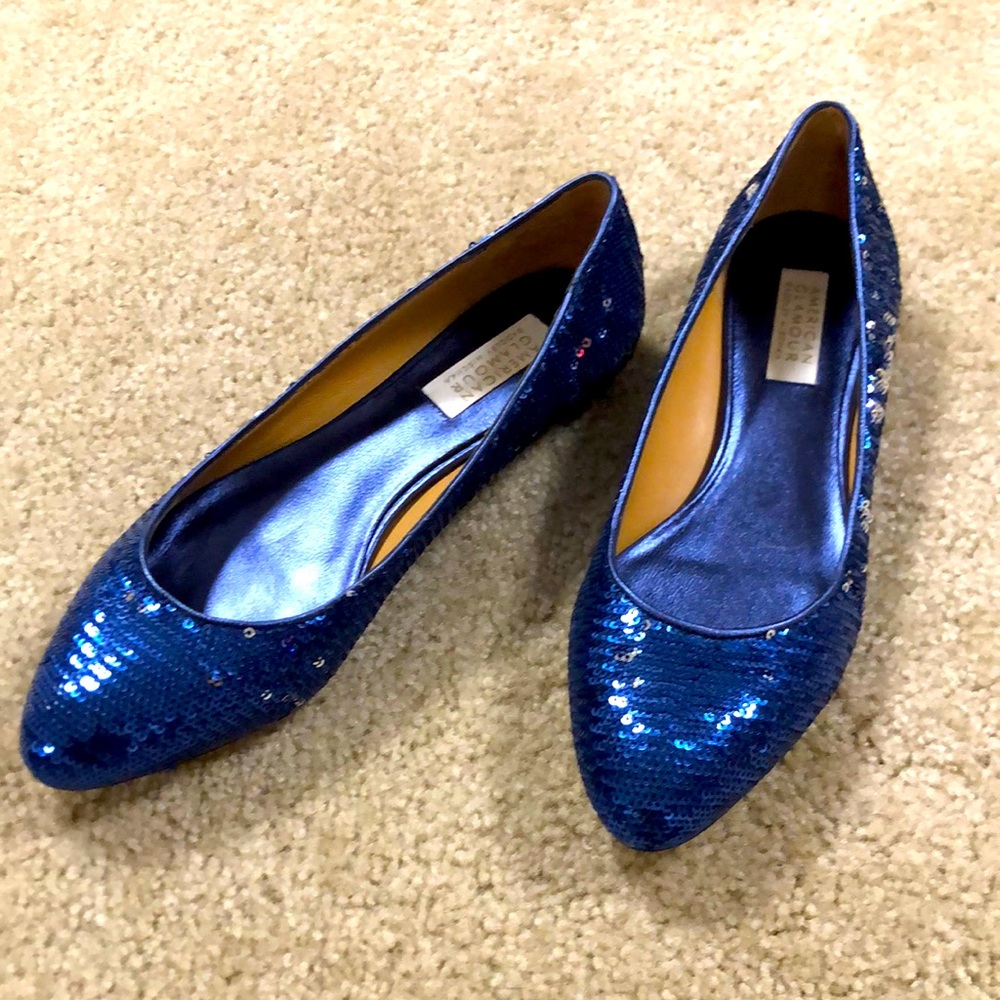NEW Badgley Mischka sequin American Glamour flats 7 Homecoming sorority rush